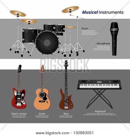 Musical Instruments Set of Music  Vector Illustration
