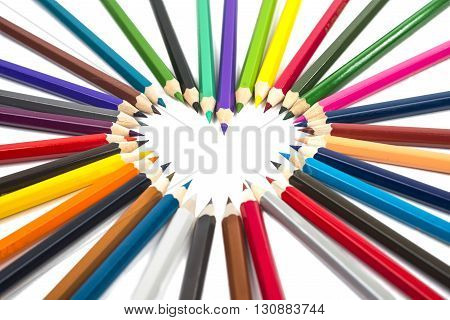back, school colorful pencils isolated on white