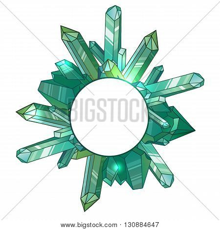 Round frame with cartoon crystals and and place for text. Vector element for banners websites design of printed products greeting cards and your design