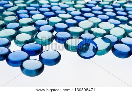 small blue glass hemispheres for a geometric composition and interesting patterns