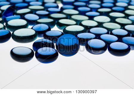 small blue glass hemispheres for a geometric composition and interesting patterns