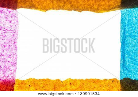 abstract composition made with colorful tissue paper to enfatize textures and colors
