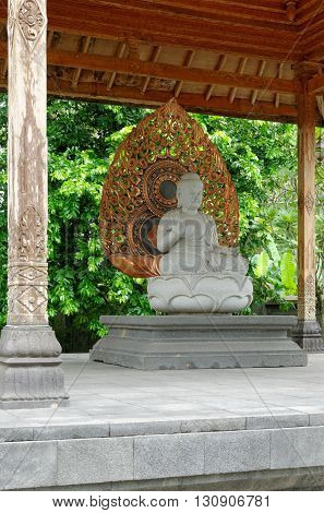 buddha amoghasiddhi statue in mendut buddhist monastery
