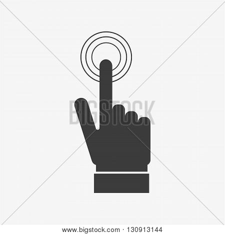 Icon pressing button. Hand pressing button. Pressing finger on button. Push button concept.