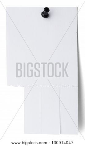 Blank announcement with tear-off stripes. Isolated on white
