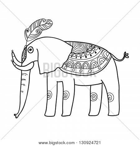 Maharaja Garden elephant for coloring. Adult coloring page.