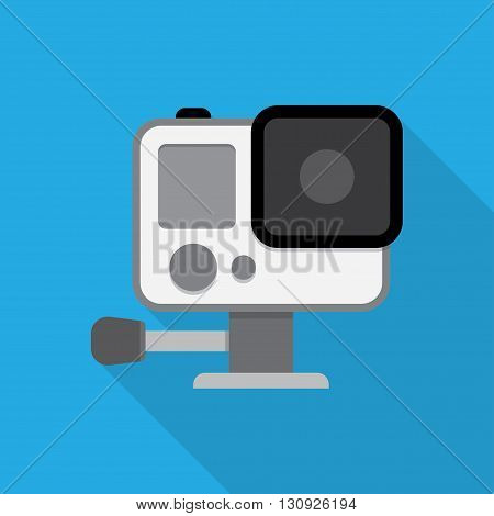 Action camera in waterproof box. Equipment for filming extreme sports. vector illustration isolated with shadow
