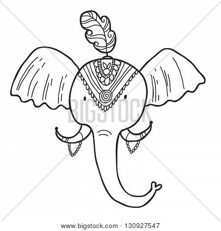 Maharaja Garden elephant for coloring. Adult coloring page.
