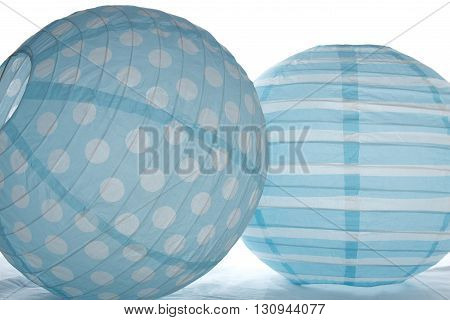 Blue paper light shade with spots and stripes