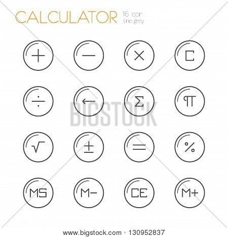 The buttons for the calculator in thin lines