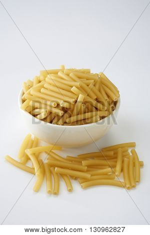 maccheroni pasta on the white background