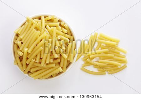 maccheroni pasta on the white background