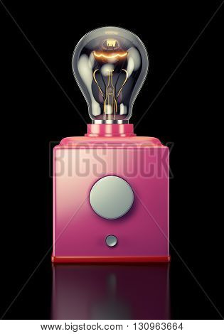 Tube amplifier on black background. 3d rendering