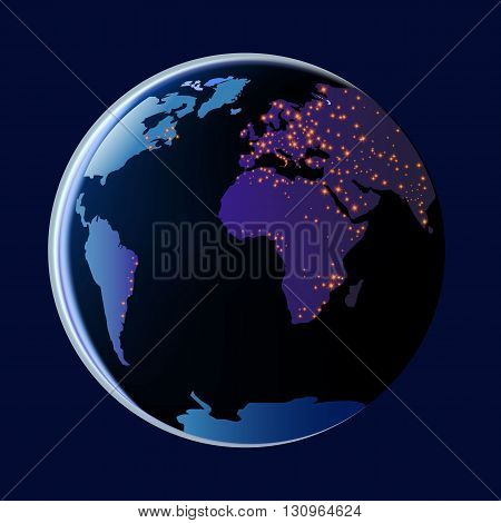 View of the earth from space with fire vector illustration