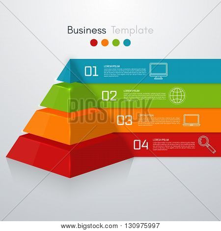 Vector illustration infographics four options pyramid. Stock vector