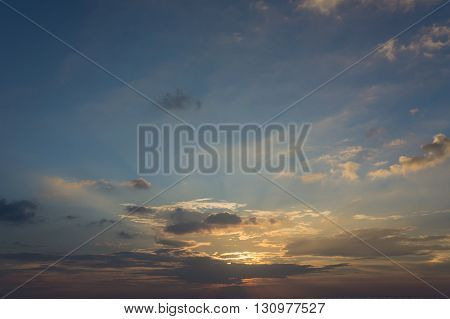 Colorful cloudy dark sky after sunset, cloudscape