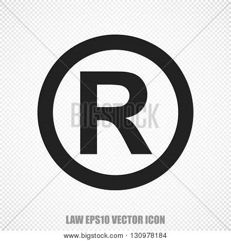 The universal vector icon on the law theme: Black Registered. Modern flat design. For mobile and web design. EPS 10.