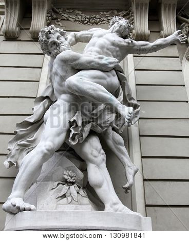 VIENNA, AUSTRIA - DECEMBER 09: Hercules fighting Antaeus, Hofburg, Vienna, Austria, on December 09, 2011.