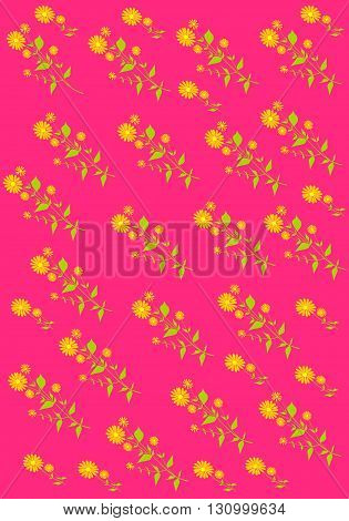 Floral pattern with orange flowers - vector illustration.