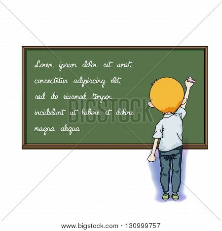 Vector illustration Student write somethnig on blackboard