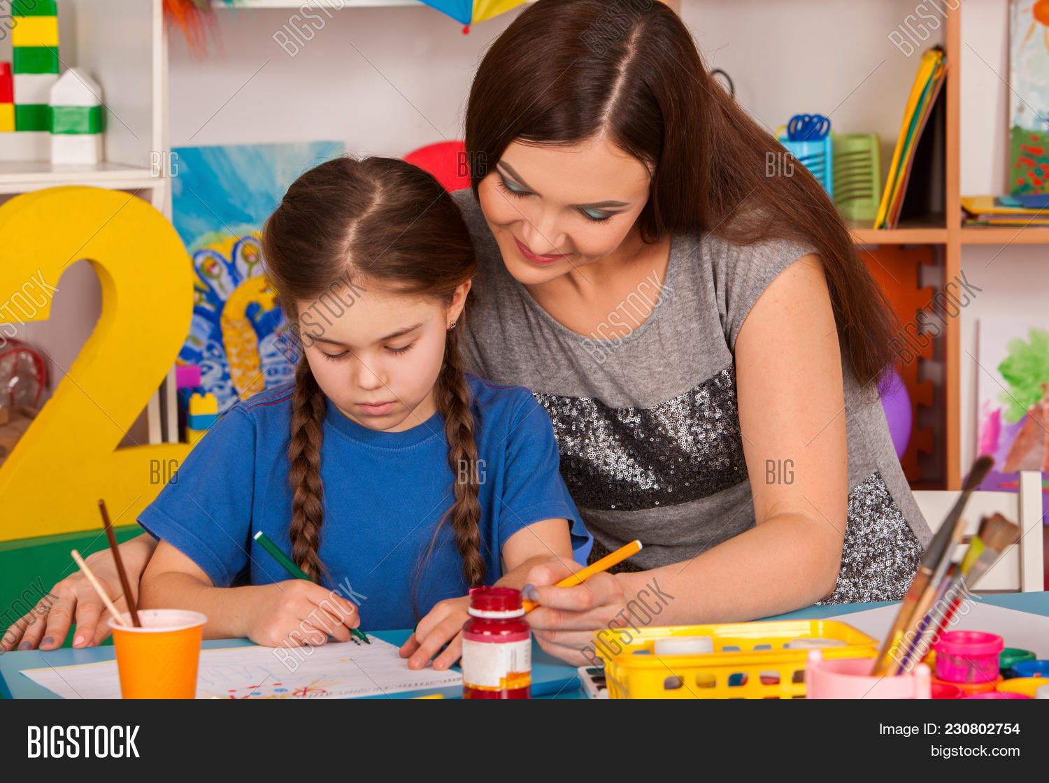 Child Teacher Painting Image & Photo (Free Trial) Bigstock