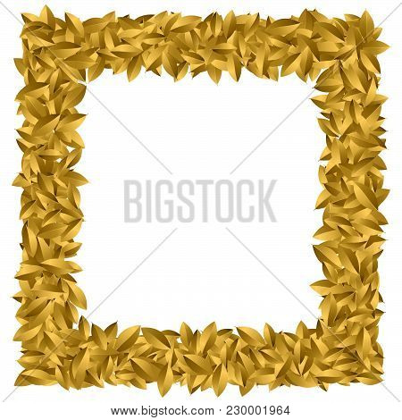 Gold Award Laurel Wreath Isolated On White.  Winner Frame. Golgen  Leaf Symbol Triumph. Vector Illus