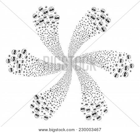 Prenatal Explosion Burst. Object Spiral Organized From Random Prenatal Symbols. Vector Illustration 
