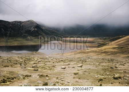 View At Laguna Milluni Between La Paz And Chalcaltaya In Bolivia