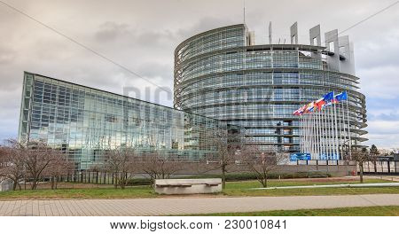 Architectural Detail Of The Louise-weiss Building Seat Of The Parliament Of The European Union