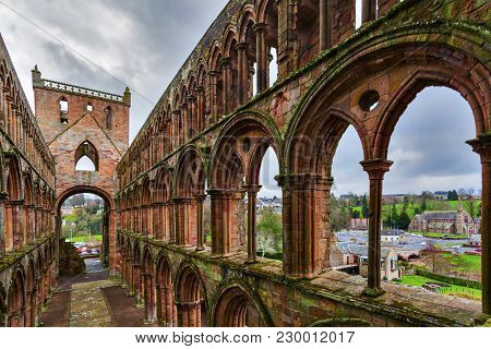 Ruins Of Jedburgh Abbey In The Scottish Borders Region In Scotland