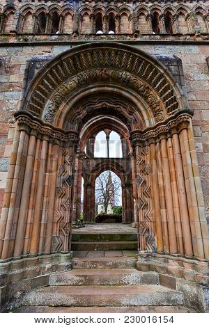 Ruins Of Jedburgh Abbey In The Scottish Borders Region In Scotland