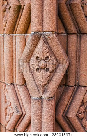 Close-up Of Decoration Element At The Entrance To Jedburgh Abbey Dated Back To 1138 And Is In Ruins 