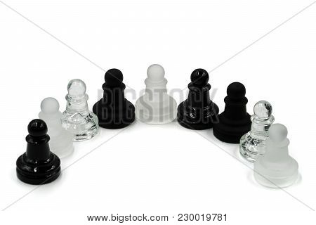 Semicircle Of Different Figures Isolated On White Background
