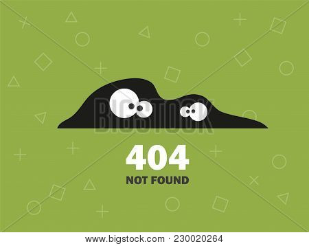Illustrator Of Oops 404 Error Page Not Found Vector Green Background With Eyes Modern Design