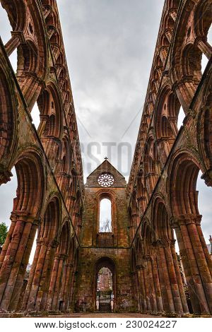 Ruins Of Jedburgh Abbey In The Scottish Borders Region In Scotland