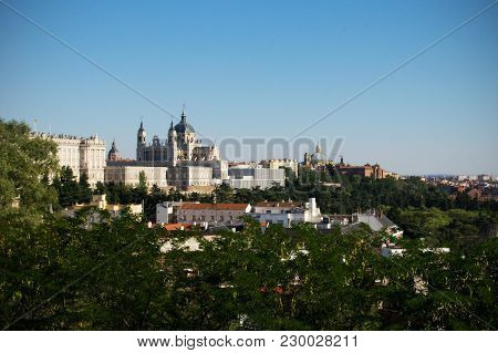 View Over Almudena Cathedral And Royal Palace Of Madrid, Spain