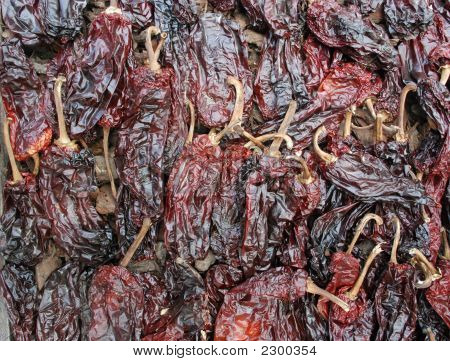 Nahaufnahme Detail eines Arrays von getrockneten Paprika - Textur