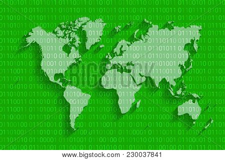 World Cyber Security Map. Cyberspace Internet. Digital Technology Background. Vector Illustration