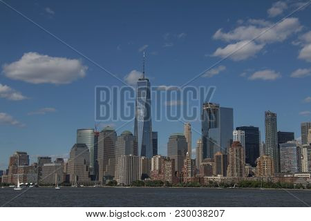 1 World Trade Center Tower Taken From Boat Going To Ellis Island