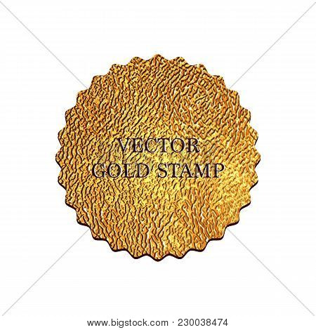 Golden Vector Stamp Isolared On White Background. Vector Illustration,