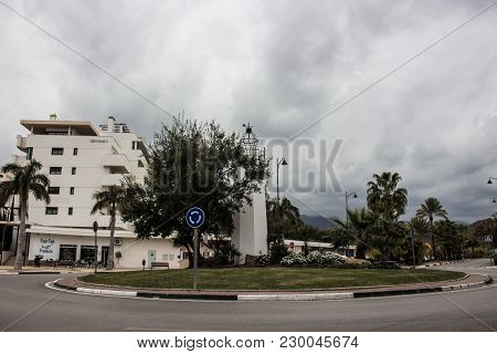 Estepona. Lighthouse In Estepona. Estepona, Malaga, Spain. Picture Taken - 24 February 2018.