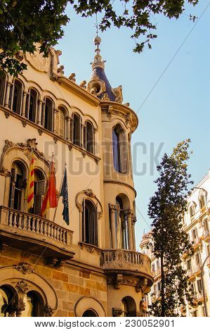 Majestic Ancient European Building, In The Sun Under The Blue Sky