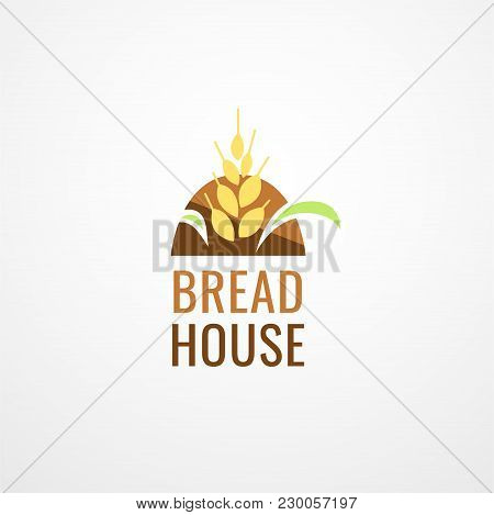 Bread Logo Template. Bread House Logo. Organic Food Logo. Home Kitchen Concept Logo.