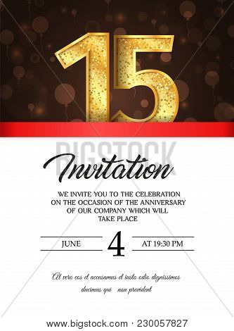 Template Of Invitation Card To The Day Of The Fiftieen Anniversary With Abstract Text Vector Illustr