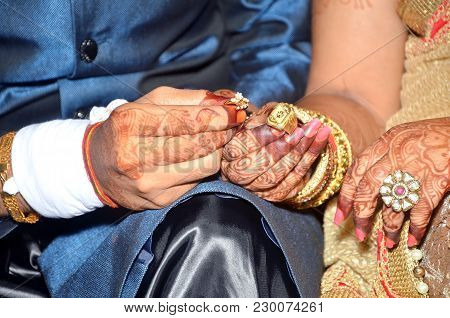 Indian Couples Shows Engagement Rings. Nice Wedding
