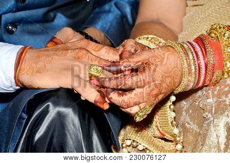 Indian Couples Shows Engagement Rings. Nice Wedding