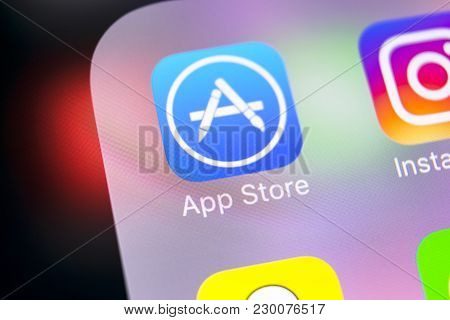 Sankt-petersburg, Russia, March 8, 2018: Apple Store Application Icon On Apple Iphone X Smartphone S