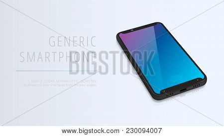 Vector Minimalistic 3d Isometric Illustration Cell Phone. Smartphone Perspective View. Side And Top 