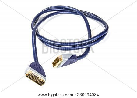 Black Scart Cable For Television And Satellite