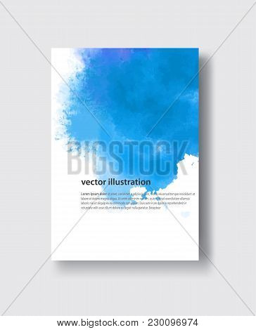 Watercolor Blue Sea Color Design Banne. Vector Illustration